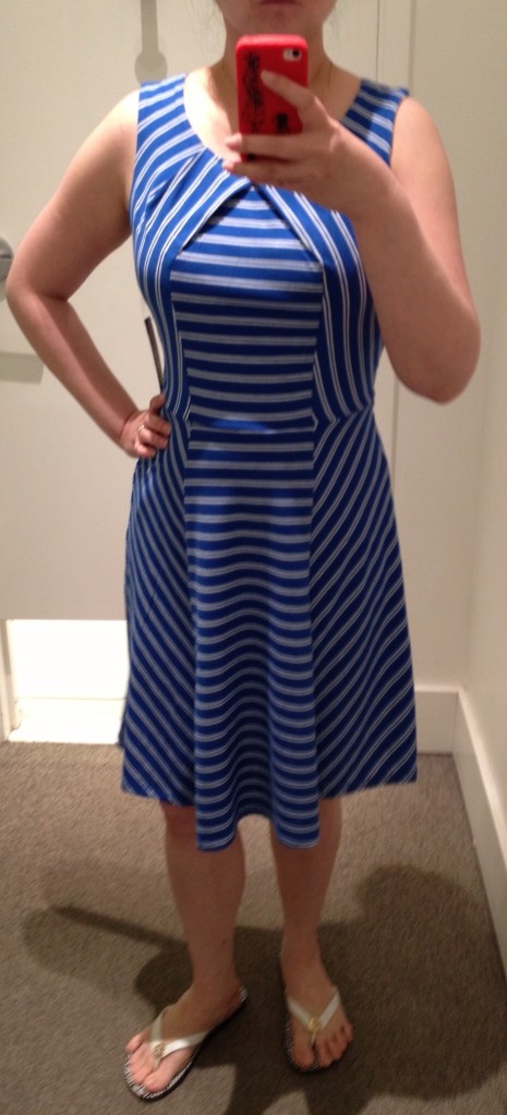 New York & Company fit and flare stripe dress